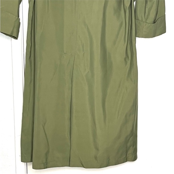 Vintage Neiman Marcus Olive Green Long Trench Size 6 - Picture 5 of 11